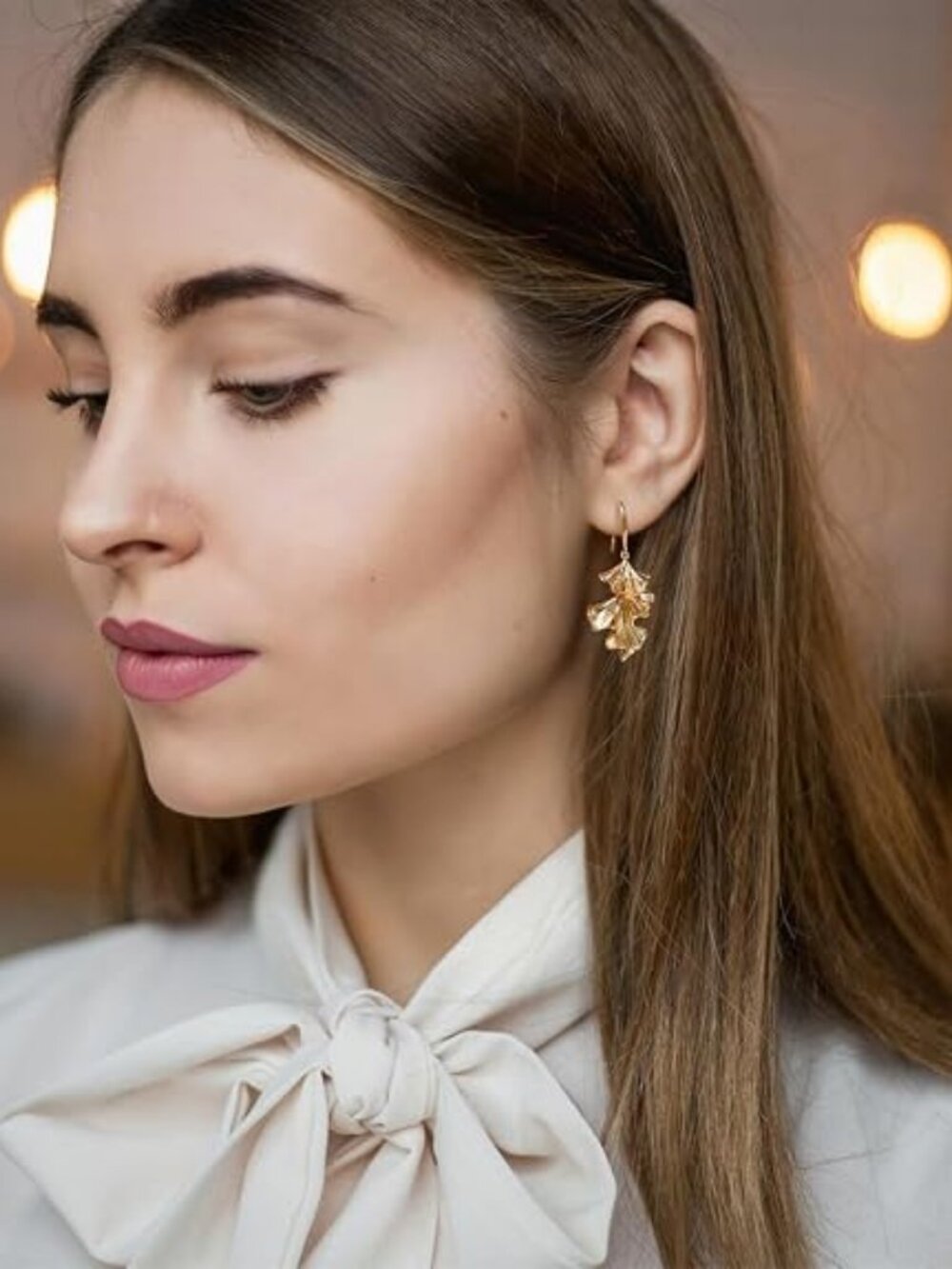 Flower Dangle Earrings for Women, Chunky Statement Unique Trendy Jewelry - Picture 2 of 6